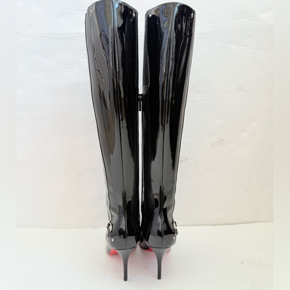 Christian Louboutin Black Leather CL IN 90s BOTTA 80 Knee High heel boots EU37.5 - Picture 6 of 13